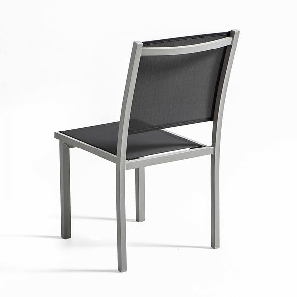 OVIALA - Lot de 2 chaises de jardin en aluminium et textilène gris - Ajaccio - large