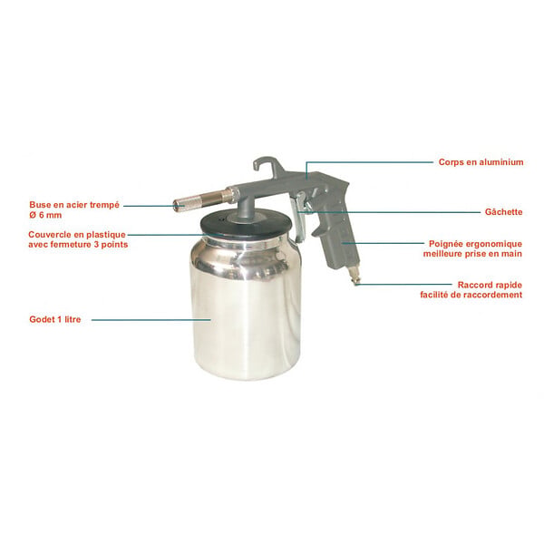 LACME - Pistolet de sablage à  godet pneumatique 1L calibre sable 0,1-0,2 Lacme - large