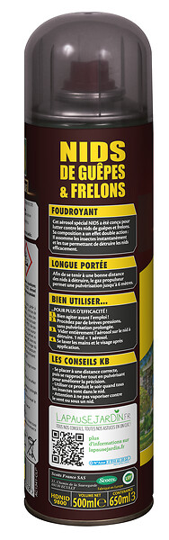 KB HOME DEFENSE - Insecticide aérosol nids de guêpes et frelons - 500ml - large