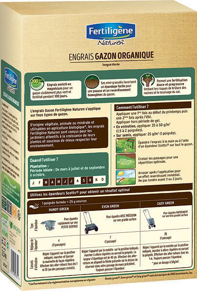 NATUREN - Engrais gazon organique longue durée - 2.5kg - large