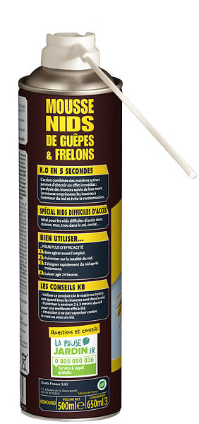 KB HOME DEFENSE - Insecticide aérosol mousse nids de guêpes et frelons 500ml - large