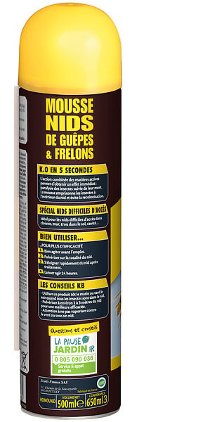 KB HOME DEFENSE - Insecticide aérosol mousse nids de guêpes et frelons 500ml - large