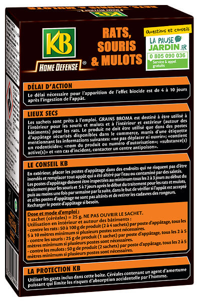 KB HOME DEFENSE - Anti-rats, souris et mulot céréales 5 x 25gr - large