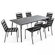 OVIALA - Ensemble table de jardin et 6 chaises en métal anthracite - Palavas - vignette