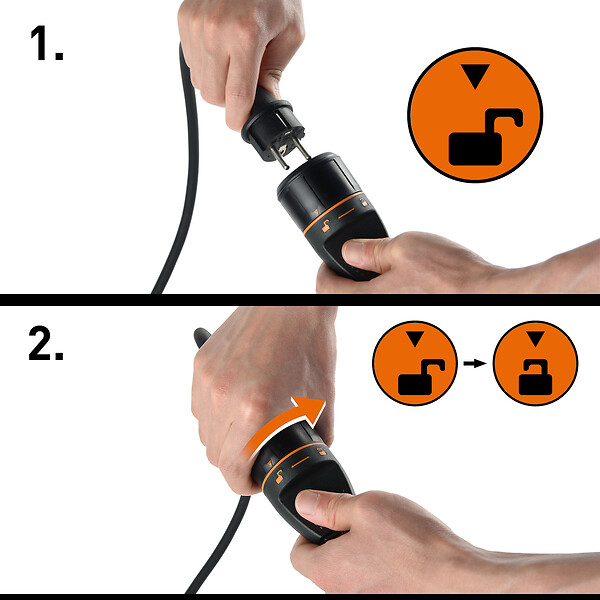 ELECTRALINE - Prolongateur Electrolock - Pour jardin - Orange et noir - 40m - large