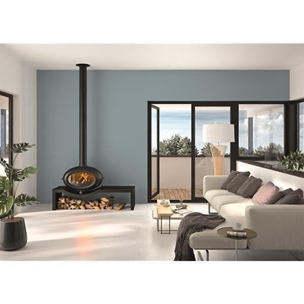 INVICTA - Poêle à bois BRIO SUR BANC - 7 kW - Rdt: 76% - B. 50 cm - 100% fonte - Anthracite - large
