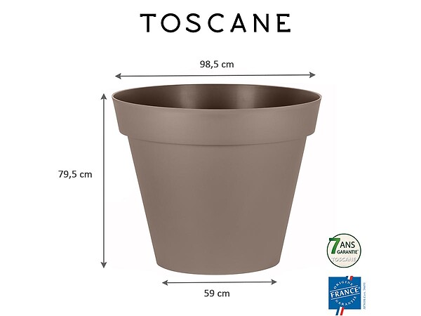 EDA - Lot de 2 Pots de fleur rond Toscane Ø 100 x H.79 cm Taupe - Eda - large