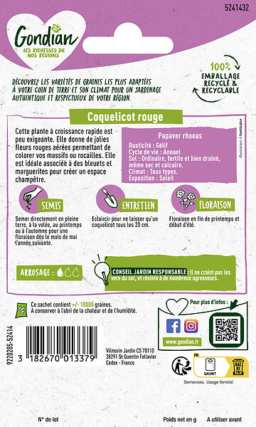 GONDIAN - Pavot Coquelicot Simple Rouge Gondian - large