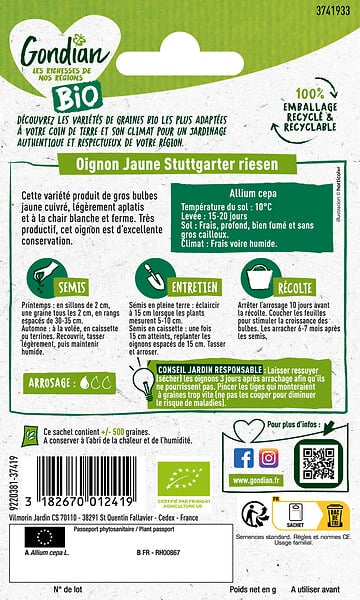 GONDIAN - Oignon Stuttgarter Bio Gondian - large