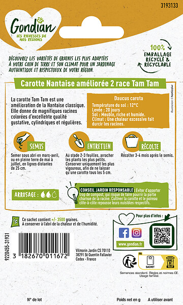 GONDIAN - Carotte Nantaise Améliorée 3 race Tam Tam Gondian - large
