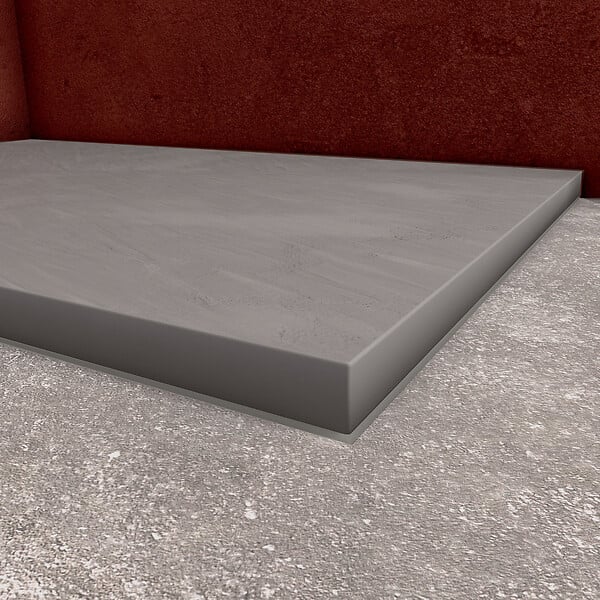 AURLANE - Receveur de douche Gris Effet Pierre 90x120 cm et Grille décor Linéaire en Inox - large
