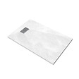 AURLANE - Receveur de douche Blanc Effet Pierre 90x140 cm et Grille décor Linéaire en Inox - vignette