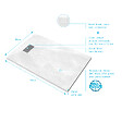 AURLANE - Receveur de douche Blanc Effet Pierre 90x140 cm et Grille décor Linéaire en Inox - vignette