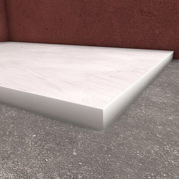 AURLANE - Receveur de douche Blanc Effet Pierre 80x120 cm et Grille décor Perforée en Inox - large