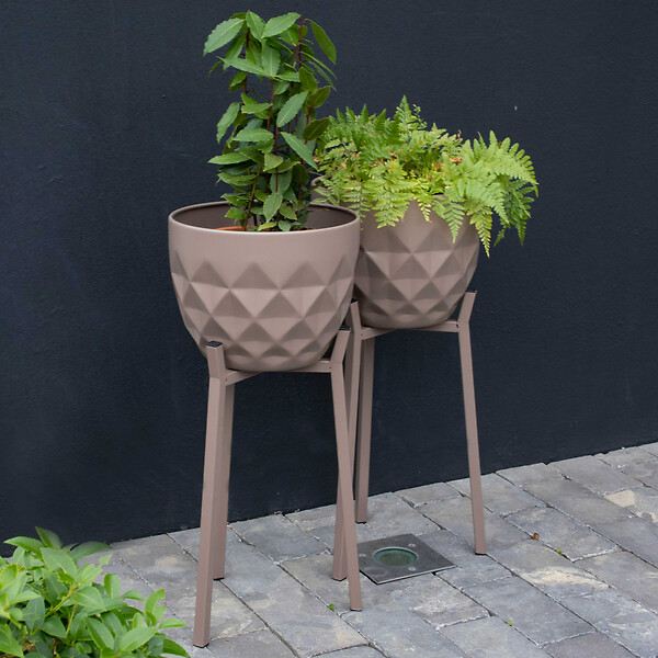 OVIALA - Lot de 2 caches pots en métal Taupe - Palavas - large