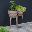 OVIALA - Lot de 2 caches pots en métal Taupe - Palavas - vignette