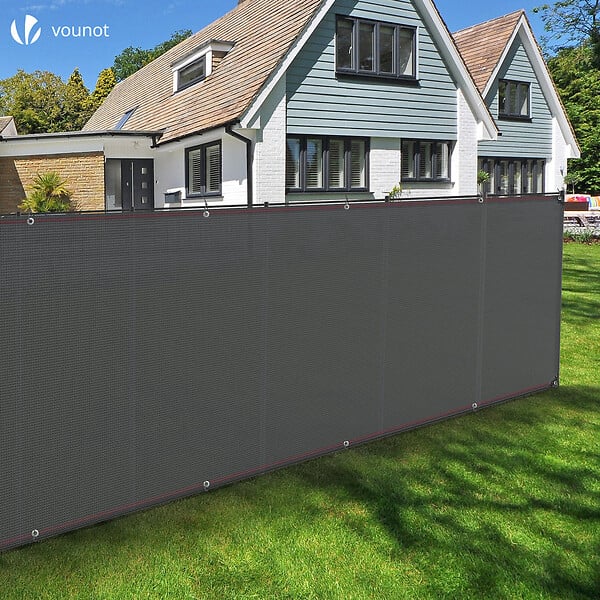VOUNOT - Brise vue occultant en HDPE 230g/m² 1x10m avec attaches de fixation gris - large