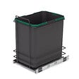 EMUCA - poubelle de recyclage pour montage inférieur et extraction manuelle pour meuble de cuisine Recycle 1x35 litres, Plastique gris anthracite - vignette