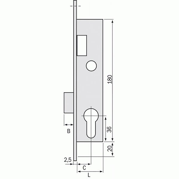 METALUX - Serrure à larder 1 point pêne dormant à cylindre européen axe 31 mm - Pour gâche électrique Métalux 13 - large