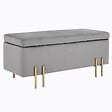 HOMCOM - HOMCOM Grand pouf coffre de rangement design contemporain- banc avec espace de rangement - dim. 100L x 40l x 42H cm - velours gris clair piètement métal doré - vignette