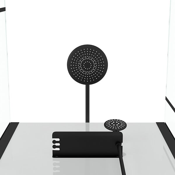AURLANE - Cabine de douche Carrée 80x80x213 cm - Porte pivotante - Fond Blanc et Profilés Noir Mat - RUBIQ - large