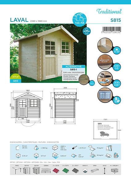 SOLID - Abri de jardin Laval - Kit de ventilation - Bois - 4,71m2 - large