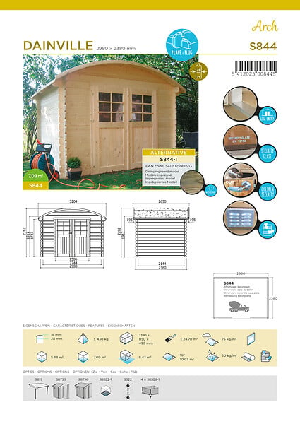 SOLID - Abri de jardin Dainville -  Kit de ventilation - Bois - 7.09m2 - large