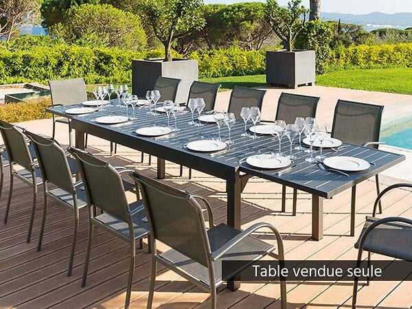 HESPERIDE - Table extensible rectangulaire alu Piazza 10/12 places Graphite - Hespéride - large