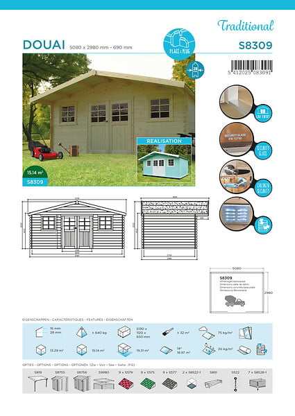 SOLID - Abri de jardin Douai - Bois - 15.14m2 - large