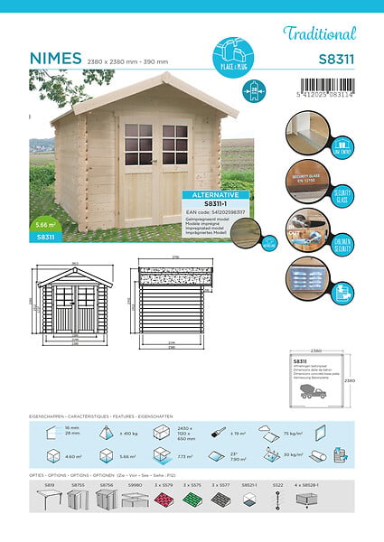 SOLID - Abri de jardin Nimes - Bois - 7,73m2 - large