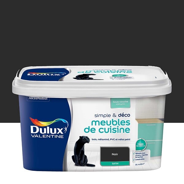 DULUX VALENTINE - Peinture pour cuisine - Noir - Satin - 2L - large