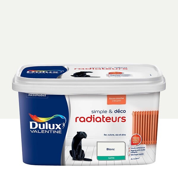 DULUX VALENTINE - Peinture simple et déco - Blanc - Effet satin - Radiateurs - 2L - large