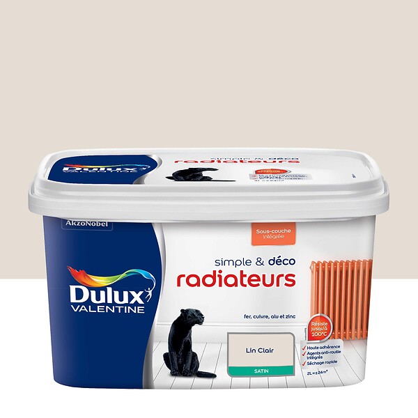 DULUX VALENTINE - Peinture simple et déco - Lin clair - Effet satin - Radiateurs - 2L - large