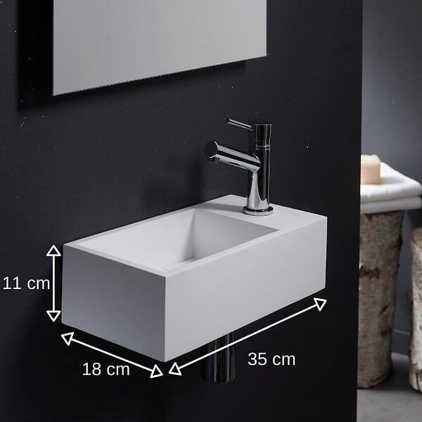 PLANETE BAIN - Lave-mains gain de place en solid surface Sacramento 35x18 cm - large