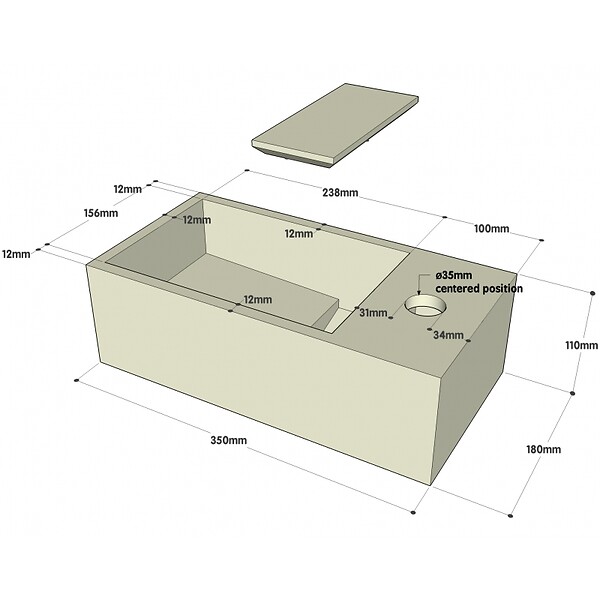 PLANETE BAIN - Lave-mains gain de place en solid surface Sacramento 35x18 cm - large
