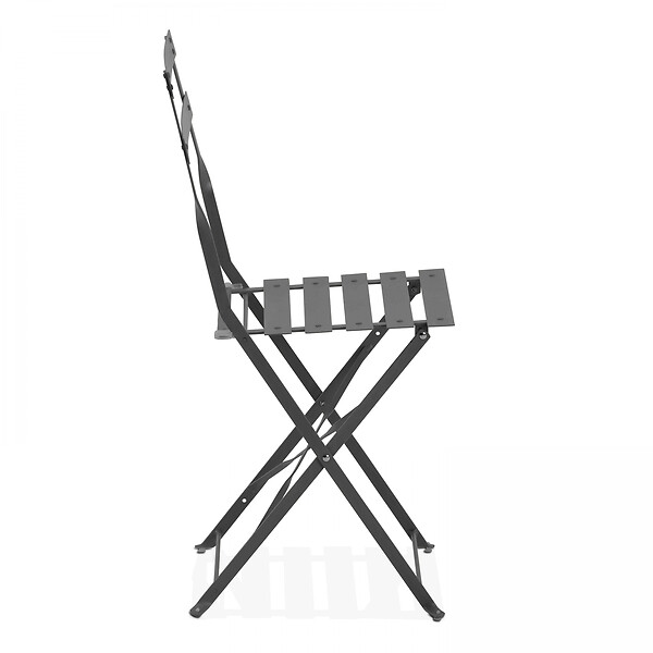 OVIALA - Lot de 2 chaises pliantes en acier grises - Rome - large