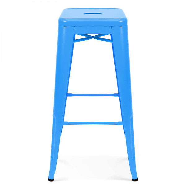 OVIALA - Tabouret de bar en métal bleu mat - Indus - large