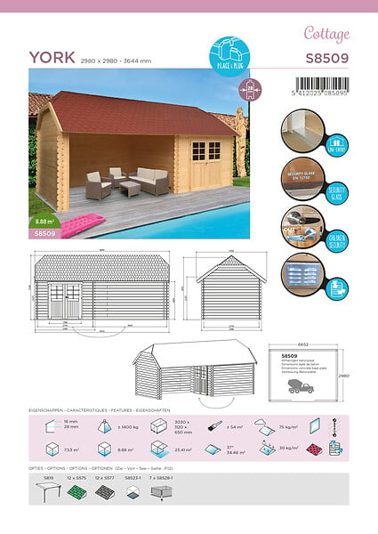 SOLID - Abri de jardin York - Bois - 8,88m2 - large