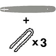 GT GARDEN - Guide 20 pouces (50 cm) avec lot de 3 chaînes 76 maillons pour tronçonneuse - vignette