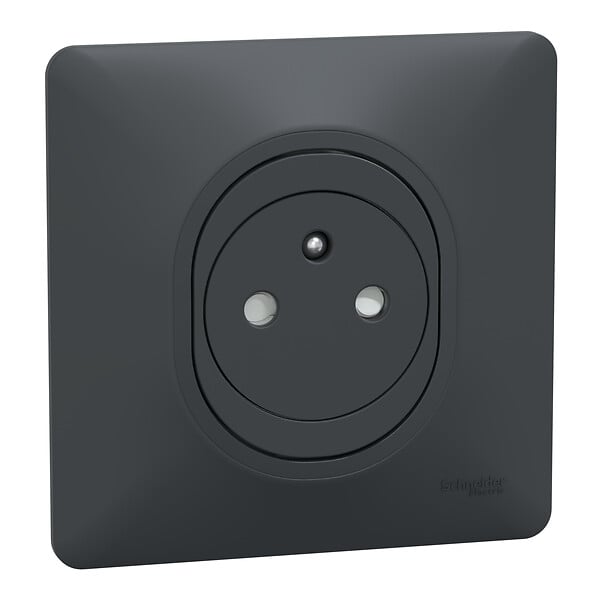 SCHNEIDER ELECTRIC - Ovalis Monobloc Prise de courant 2P+T affleurante bornes auto Anthraci - large