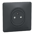 SCHNEIDER ELECTRIC - Ovalis Monobloc Prise de courant 2P+T affleurante bornes auto Anthraci - vignette
