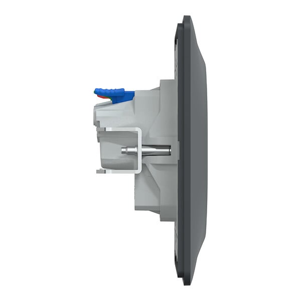 SCHNEIDER ELECTRIC - Ovalis Monobloc Prise de courant 2P+T affleurante bornes auto Anthraci - large