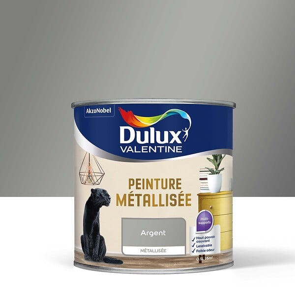 DULUX VALENTINE - Peinture metallisee - Argent - 0,5L - large
