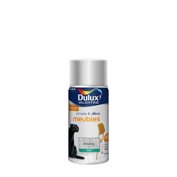 DULUX VALENTINE - Peinture aerosol Simple et Deco - Paillette Argent - Satin - 0,25L - large
