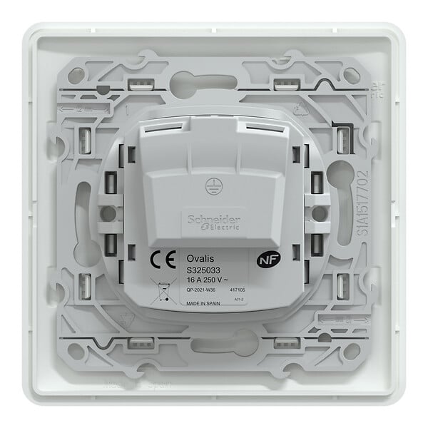 SCHNEIDER ELECTRIC - Ovalis Monobloc Prise de courant à puits 2P 16A bornes vis - Blanc - large
