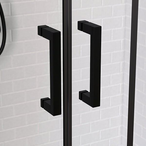 AURLANE - Porte de douche 2 portes coulissantes 140x200 cm - Verre sérigraphié - Profilé Noir - CRUSHX - large