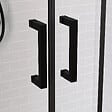 AURLANE - Porte de douche 2 portes coulissantes 140x200 cm - Verre sérigraphié - Profilé Noir - CRUSHX - vignette