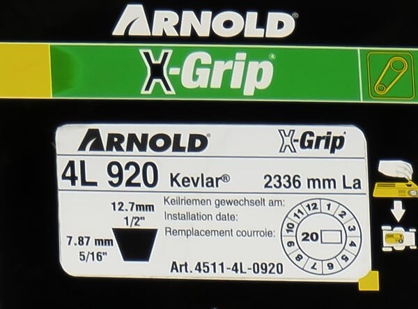 CENTRALE BRICO - Courroie trapézoïdale X-Grip V de type 4L920 - large