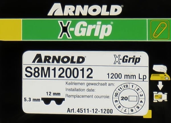 CENTRALE BRICO - Courroie dentée trapézoïdale X-Grip de type 120S8M1200 - large