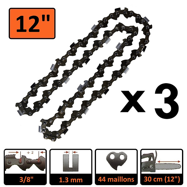 GT GARDEN - Guide 12 pouces (30 cm) avec lot de 3 chaînes 44 maillons pour multifonction 4 en 1 et outil sur per - large